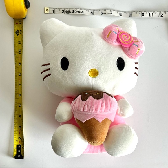 🩷Hello Kitty Adorable Large Plush With Ice Cream Cone. Pink & White - Picture 3 of 4